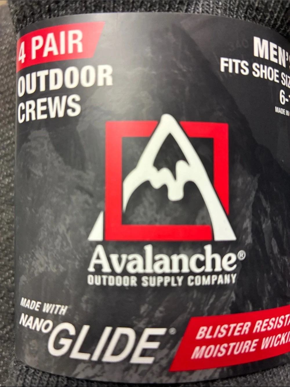 Avalanche Men's Gray Crew Socks with Green Accents